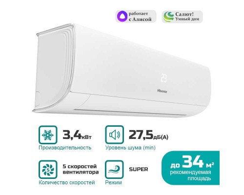 Настенный кондиционер Hisense ZOOM 2.0 Classic A AS-12HW4RLRKB01 - классическая сплит-система (комплект)