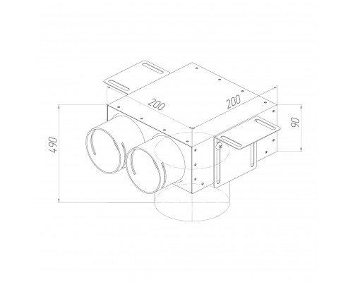 Пленум (адаптер) вентиляционный Provent VPSL 125/75x2 потолочный/настенный круглый на 2 выхода (400мм)