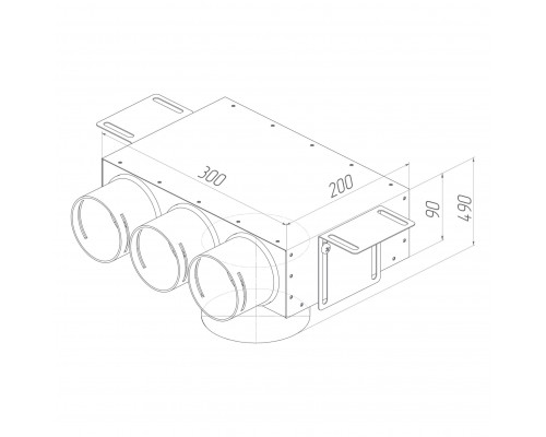 Пленум (адаптер) вентиляционный Provent VPSL 125/75x3 потолочный/настенный круглый на 3 выхода (400мм)