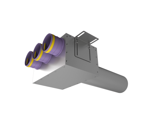 Пленум (адаптер) вентиляционный Provent VPDL 125/75x3 прямой круглый на 3 выхода (400мм)