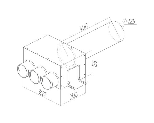Пленум (адаптер) вентиляционный Provent VPDL 125/75x3 прямой круглый на 3 выхода (400мм)