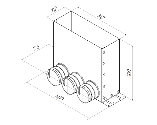Пленум (адаптер) вентиляционный Provent VPF 300x100/75x3 напольный на 3 выхода