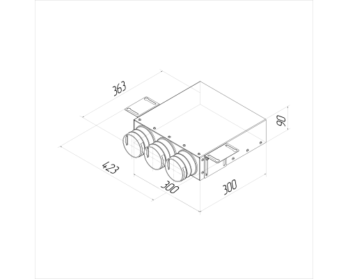 Пленум (адаптер) вентиляционный Provent VPK 300x90/75x3 прямой прямоугольный на 3 выхода
