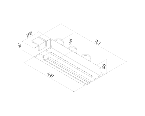 Щелевой диффузор Provent VPNDG/F 500*25/75x3 для гипсокартона с КСД на 3 прямых выхода