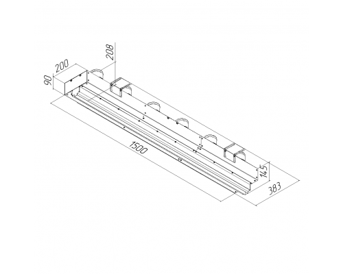 Щелевой диффузор Provent VPNDG/F 1500*25/75х6 для гипсокартона с КСД на 6 прямых выхода