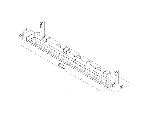 Щелевой диффузор Provent VPNDG/F 2000*25/75х8 для гипсокартона с КСД на 8 прямых выхода