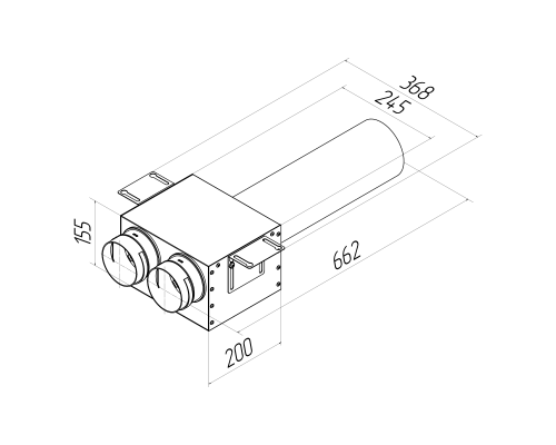 Пленум (адаптер) вентиляционный Provent VPDL 125/90x2 прямой круглый на 2 выхода (400мм)