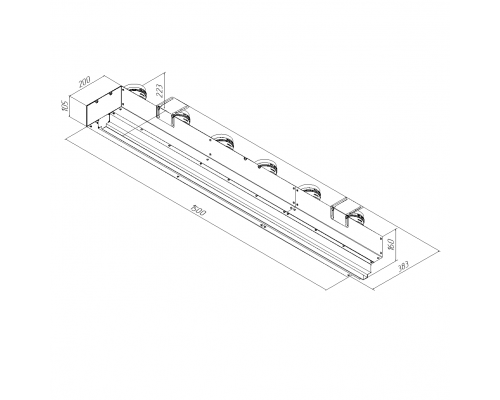 Щелевой диффузор Provent VPNDG/F 1500*25/90х6 для гипсокартона с КСД на 6 прямых выхода