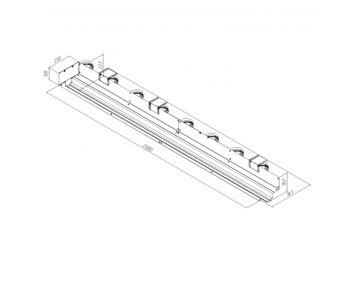 Щелевой диффузор Provent VPNDG/F 2000*25/90х8 для гипсокартона с КСД на 8 прямых выхода