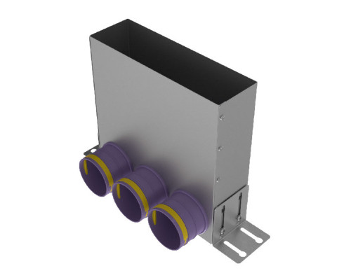 Пленум (адаптер) вентиляционный Provent VPU 300×90/75×3 угловой прямоугольный на 3 выхода