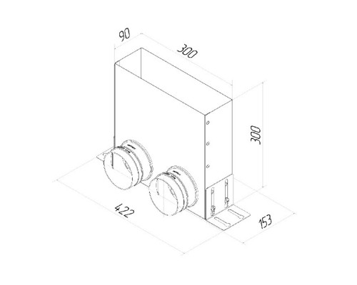 Пленум (адаптер) вентиляционный Provent - VPU 300×90/90×2 угловой прямоугольный на 2 выхода