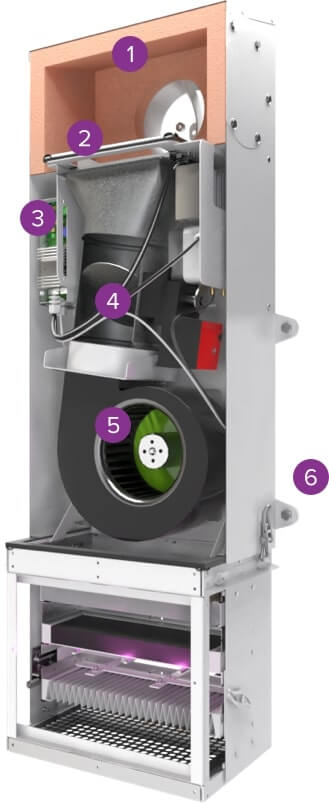 Вентиляционная установка Minibox.Home-200 в разрезе
